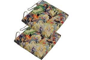 Makimoo 2-Pack Outdoor/Indoor Wicker Patio Seat Cushion Pad with Ties - Weather Resistant, Decorative Dining Chair Cushion, 42 x 42cm (Oil Painting)