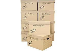 StorePAK Eco Archive / Storage Cardboard Boxes & Lids - Easy to Assemble, Home Storage, Office & Moving House ,33 Litres - H26 x W34 x D43cm