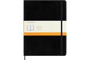 Moleskine Cuaderno Clásico con Hojas Rayadas, Tapa Blanda y Cierre Elástico, Color Negro, Tamaño Extra Grande 19 x 25 cm, 192 Hojas