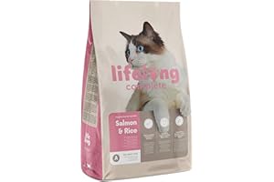 Amazon-Marke: Lifelong - Complete Komplett Trockenfutter für ausgewachsene Katzen, Lachs und Reis, 10kg, 1er-Pack