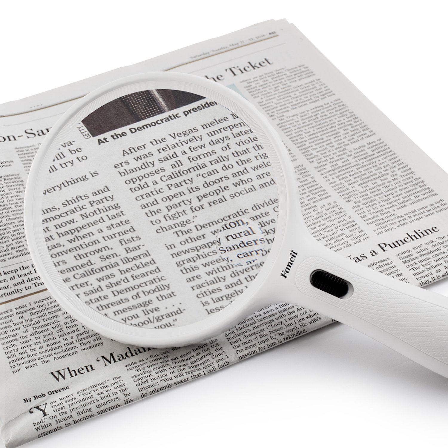 Fancii Très Grande Loupe Grossissante avec Lumière LED, 2X et 3.5X 138mm Loupe avec Éclairage