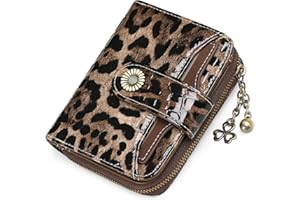 SENDEFN Portafoglio Donna in Vera Pelle di Blocco RFID in Pelle Corto Portamonete per Donna con 8 Scomparti per Carte 2 Finestra di Identificazione,Metallo Pendente e 1 Tasca con Cerniera