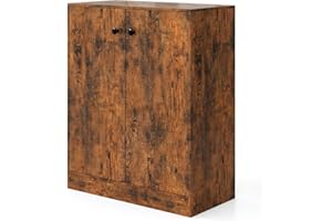 TANGZON Storage Cabinet, Wooden Buffet Sideboard with Doors, Shelves/Drawers, Freestanding Cupboard Unit for Kitchen Living Room Dining Room Hallway (2 Doors, Rustic Brown)