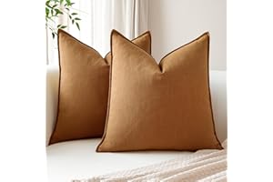 Sungeek Zestaw 2 miękkich lnianych dekoracyjnych poszewek na poduszki 45 cm x 45 cm, solidne poszewki na poduszki w stylu wiejskim, boho, akcentujące, na sofę, kanapę, krzesło, do sypialni, wystrój