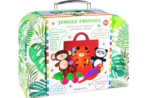 SMARTICA Gift Sewing Kit for Children – Present Craft kit for Kids Girl Boy 7 8 9 10 11 12 Year Old – Learn to Sew Set for Beginner – Educational Craft Box – 6 Cute Sewing Projects – Plastic Needles