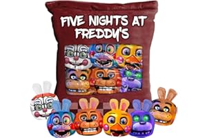 Zhongkaihua Five Nights Game Fnaf Snack Poduszka z 6 pluszowymi zabawkami Fnaf Lalki 50 x 36 cm, miękka poduszka dla dzieci, chłopców, dziewcząt, prezent