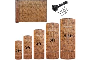 HSPLXYT Natural Reed Fencing, Privacy Fence, Bamboo Reed Roll-Up Blind Shades, 2-5 Feet High, Hand-Woven, Sun Shade, Waterproof (Size: 91x610CM(3x20ft))
