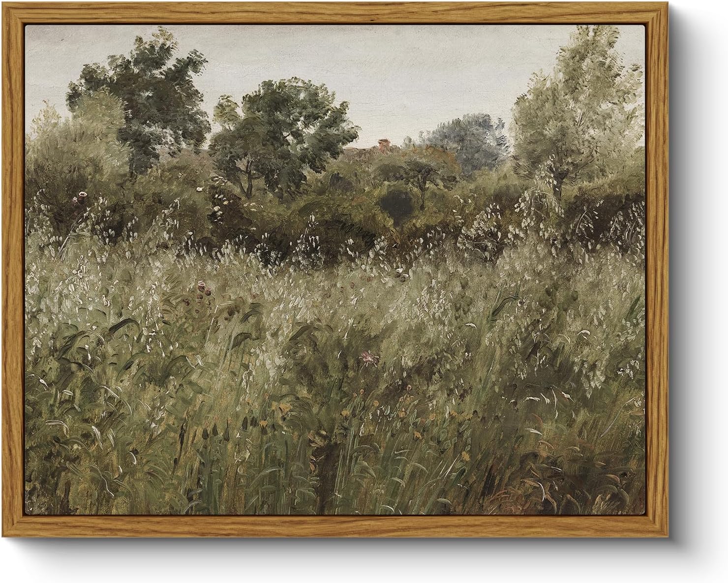 ARPEOTCY Framed Canvas Wall Art Prints, Living Room Hallway Shelf Decor, Grass Landscape Picture Paintings Wall Decor, Vintage Decor for Bedroom Bathroom Table, Aesthetic Room Decor, 20x25cm