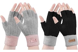 Gebell Guanti Donna Invernali - Guanti Senza Dita Donna, Guanti Mezze Dita Ragazze Invernali Corti Caldi in Maglia per Touch Screen Computer Sport Lavoro