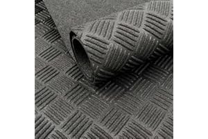 Nicoman Rubber Floor Matting Roll, 4mm Thick, Heavy-Duty Non-Slip, 1.2m 1.7m Width, Up to 15m Length, Multi-Purpose for Work Areas, Ramps, Vans & Sheds, Black (1.2m x 3m)
