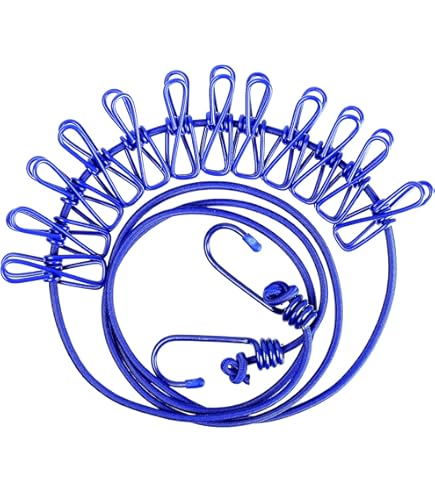 3x Flexible Wäscheleine Mit 8 Klammern - Verstellbar 170-210cm Für Reise & Wohnung