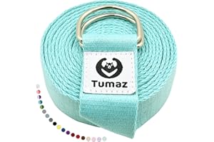 Tumaz Yoga Strap/Yoga Belt, Home Workout, Daily Stretching with Extra Safe Adjustable D-Ring Buckle, Durable and Comfy Delicate Texture
