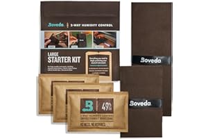 Boveda Grand kit de démarrage de musique – (3) Boveda standard 49 % RH – Contrôle de l'humidité bidirectionnel idéal pour la plupart des climats – Pour guitares et autres grands instruments en bois