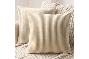 MIULEE Copricuscini 2 Pezzi per Divano Federe Cuscini per Camera da Letto Decorative Federa in Velluto a Coste per Letto Matrimoniale Moderna per Casa 40X40cm Beige