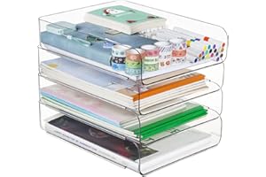 ‎GREENTAINER Greentainer 4-Stöckige Ablagekorb für A4, Dokumentenablage aus PET Kunststoff, Stapelbare Schreibtisch Organizer Briefkorb, Briefablage,A4-Papierablage für Zuhause,Büro,Schule(4pcs Transparent)