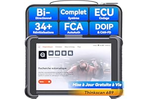 thinkcar ThinkScan TK689 Valise Diagnostic Auto, Bidirectionnel OBD2 Diagnostic Automobile Complet, 34+ Réinitialisation, Codage ECU, FCA Autoauth, CANFD&DoIP, Mise à Jour Gratuite à Vie
