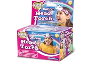 Brainstorm Toys Unicorn Head Torch Featuring Sound – Two Adjustable Angles for Outdoor Adventure and Bedtime Reading, Fun Unicorn Flashlight for Kids