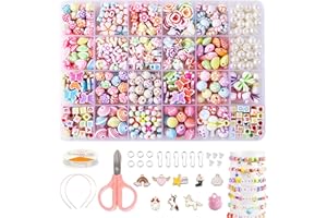 Magiho® Perles pour Bracelet DIY, 24 Grilles Kit Perles, Fabrication de Bijoux pour Enfants Perle pour Bracelet, Perles Bracelet, Jouets Filles de 5 à 12 Ans, Cadeaux d'Anniversaire Filles