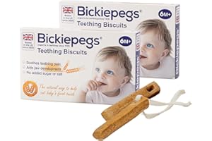 Bickiepegs Teething Biscuits 6-36 Months, 9 Biscuits, Natural Teething Remedies for Teething Relief, Dairy-Free Teething Rusks for Babies and Toddlers (2 Pack)