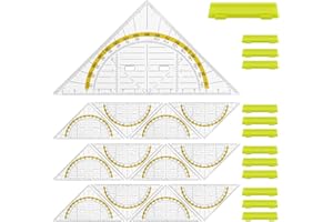 DYMHQ 12Stk Geometrie Dreieck Klein Set, 15.7cm Funktionen Durchsichtige Geodreieck, Bruchsicheres Kunststoff Geo-Dreieck, Transparentes Geodreieck mit Griff, Dreieckslineal Winkelmesser für Schule Büro