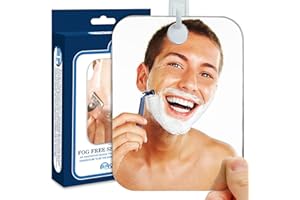 THE SHAVE WELL COMPANY Shave Well Deluxe Miroir Salle de Bain Anti Buée - Miroir Femmes et pour Hommes - Crochet adhésif Amovible - Miroir Maquillage sans Cadre - Miroir Portable - Idéal pour Le Camping, Gym - Incassable