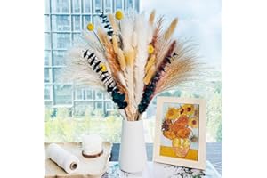 IS TYCONS Pampasgras Getrocknet Natürliche Trockenblumen Deko DIY Trockene Blüten Strauß,Pampasgras-Bouquet Schilfblume Deko Ideal for Boho Wohnzimmer-Schlafzimmer-und Vasen (75pcs)