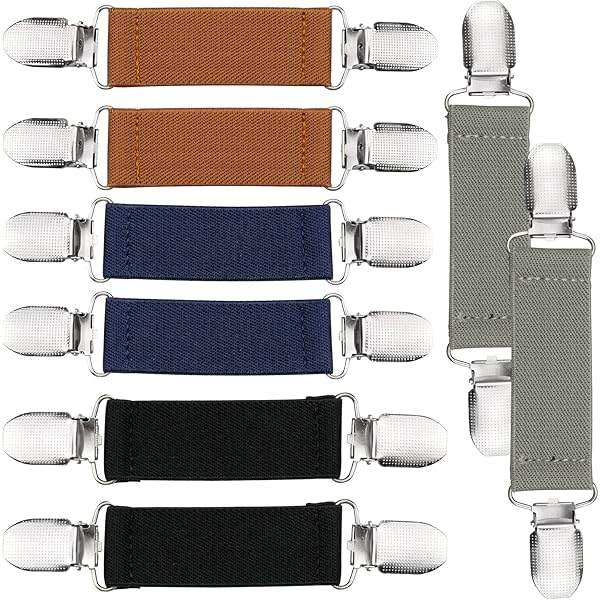 Clips Métal Nylon Vêtements Lot De 6 Clips élastiques Pour Cardigan Aeaocvo - Noir, Blanc, Marron - Métal Et Nylon - Longueur Réglable 11-21cm