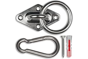 ‎INTENSIC SPORTS Edelstahl Halterung mit Edelstahl-Schrauben und Dübel - rostfrei - Augplatte mit Ring-Öse - für Sling-Trainer, Sonnensegel / Wand-Befestigung, Decken-Befestigung, Wand-Haken, Decken-Haken