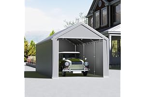 UISEBRT Zeltgarage 3x6 m – Carport, Garagenzelt & Lagerzelt in einem – Unterstand & Weidezelt mit robuster PE Plane, Stahlrahmen, Dach- & Bodenverstärkung – wetterfest für Auto, SUV (Grau)