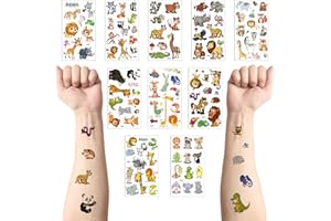 HONGP 10 Pcs Animal Temporary Tattoos Stickers for Kids,Animal Party Bag Filler Favors Cute Fake Tattoos Stickers for Kids Boys Girls School Rewards Gifts