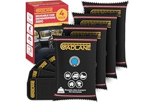 GADLANE Reusable Car Dehumidifier 350G - 4 Pack Car Moisture Absorber with Dashboard Anti-Slip Mat Eliminate Foggy Windscreen Home, Wardrobe, Condensation Absorbers Silica Gel Bags 350G x 4
