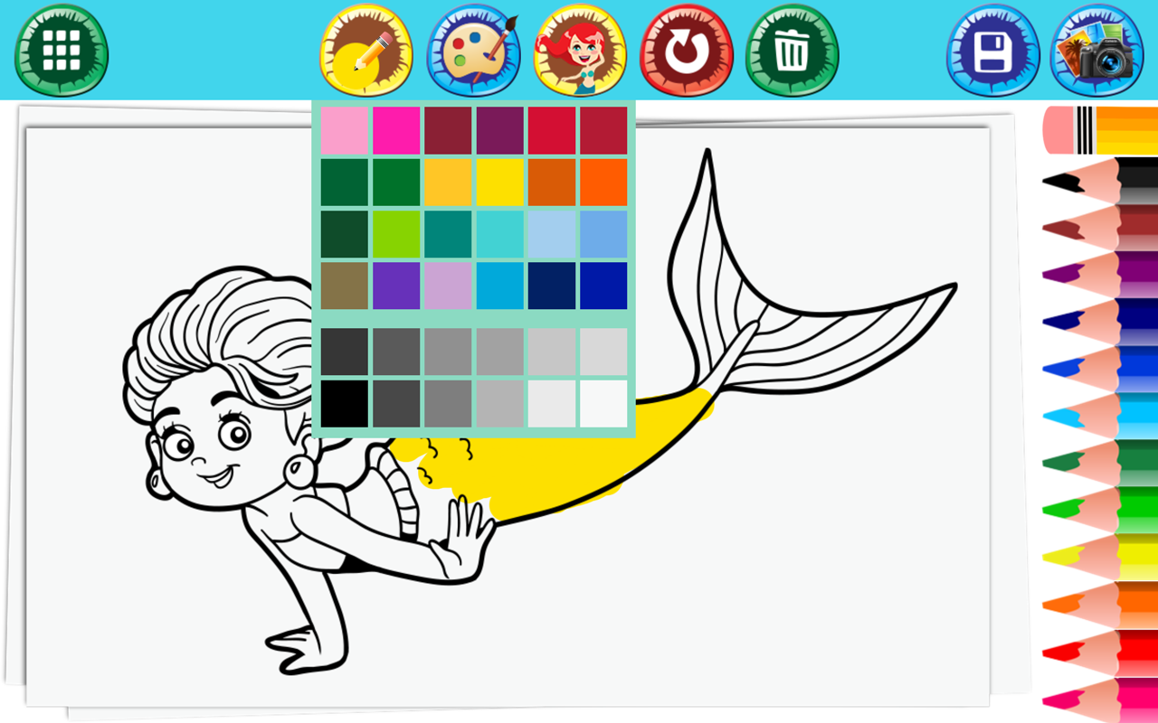 Mermaid Färbung Spiele - Free Zeichnen, Malen und Schmink Spiele schöne Nixen Bilder zu machen ...