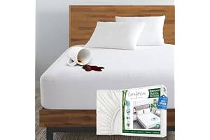 COMFORSA 100% Waterproof Mattress Protector Queen Size, Fitted with Stretchable Pockets Machine Washable Cotton Premium Terry Mattress Cover 200 GSM, Breathable (Queen (160x200x30)