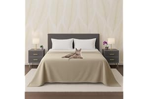 Byour3 - Copriletto PURO COTONE Organico 100% LEGGERO Letto Matrimoniale Singolo Piazza e Mezza Granfoulard Rettangolare Anallergico Telo Arredo Multiuso Copritutto (Beige, Matrimoniale)