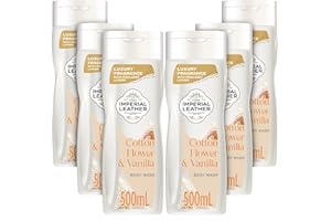 Imperial Leather Cotton Flower & Vanilla Moisturising Body Wash Shower Gel Signature Oil Blend, Creamy Lather, Gentle Skin Care, Bulk Buy, Pack of 6x500ml