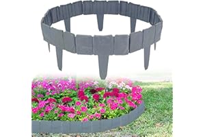 AOXHFNV Recinzione da giardino in plastica grigia, bordatura da giardino effetto pietra, bordo per tagliaerba e aiuole (20 pezzi)