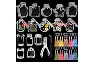 KIIMIIPA Przezroczysta zakładka, zestaw "zrób to sam", przezroczyste kwiaty, przezroczysta zakładka kwiatowa, kolorowe frędzle, do szkoły, na butelkę, ręcznie robiona zakładka (przezroczysta)