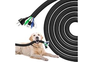 AGPTEK 3m Kabelschlauch, 25mm selbstschließend Kabelkanal, Flexibler Textilien Kabelmantel, Kabelmanagement für Schreibtisch, TV, Computer, PC, Kabelschutz für Hund, Katze, Schwarz