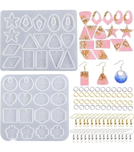 LIXBD Stampo In Silicone Per Resina Epossidica – 2 Pezzi Per Creare Gioielli, Ciondoli E Accessori Fai Da Te