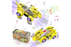 KJIXYUNG Dinosaurier-Transformatorauto, automatisches Nebelspray, Dinosaurier-Transformatorauto mit Musik und LED-Licht,deformiertes Dinosaurier-Autospielzeug für Kinder