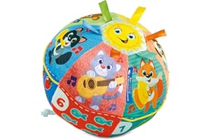 Clementoni Baby Baby - Pelota de música y Canta, Juego electrónico para niños a Partir de 6 Meses, con Sonidos y Dulces melodías, de Suave Tela, estimula Las Manos, Tacto y motricidad, Idioma