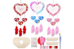 Dmnnlp 6 Stück Traumfänger Basteln, Traumfänger Bastelset Kinder, Holz Traumfänger zum Bemalen für Kinder Erwachsene Mädchen Kreative DIY Valentinstag Hochzeit Geburtstag Party Weihnachten Zubehör