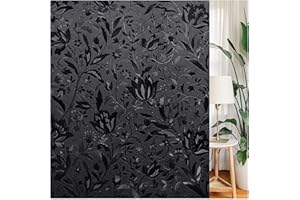 ‎LEMON CLOUD LEMON CLOUD Fensterfolie Blickdicht Selbsthaftende, Schwarz Verdunklungsfolie Statisch No-Glue Sichtschutzfolie, Anti-UV Sonnenschutzfolie für Schlafzimmer, Schwarz Tulpe (30x200cm)