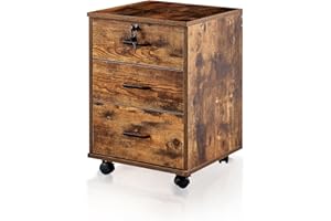 ‎TUKAILAI TUKAILAI Rollcontainer Abschließbar mit 3 Schubladen, Aktenschrank unter Schreibtisch, Büroschrank mit Rollen, Dokumente in DIN-A4, Legal, Letter-Format, Büromöbel, Büro,Braun