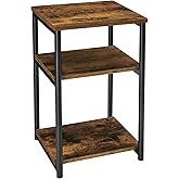 VASAGLE Sofa Side Table, 3-Tier End Table, Bedside Table with Steel Frame, for Living Room, Bedroom, Home Office, Industrial