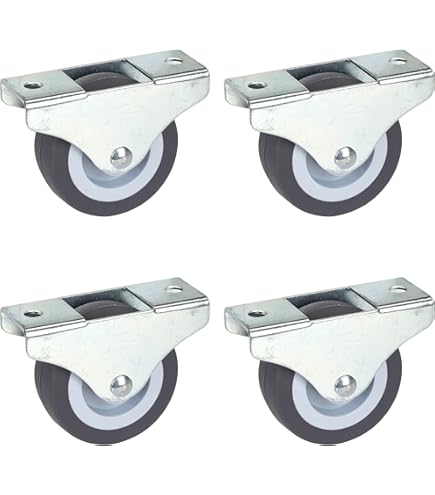 2 Stück Bockrollen 100mm | Gummirad Grau Spurlos | Mit Lochplatte & Langlöchern | Transportrollen