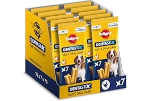 Pedigree Dentastix Snack Dental para la Higiene Oral de Perros Medianos (10 paquetes de 7ud)