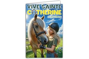 AFIE 68-1339 Carte Vive Sainte Catherine 25 novembre Souhaitez une Bonne Fête à une Jeune Fille Femme Cavalière Thème Cheval Club Hippique Équitation - Avec Enveloppe Blanche Format 12x17cm