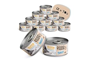 DOGS' N TIGER Dogs'n Tiger Adult - Alimento umido per gatti fortuna, ricetta adatta agli animali con 60% di carne di pollo e salmone, senza zucchero, cereali e aromi artificiali, 12 x 70 g