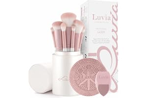 Sminkborstset Luvia, Prime Vegan Pro - Candy, 7 sminkborstar inkl. borstförvaring, mixersvamp och rengöringsmatta för kosmeti